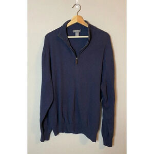 Daniel Cremieux Mens 1/4 Zip Cotton Silk Cashmere Blend Sweater in Navy Size: XL